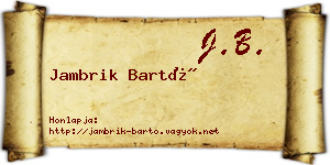 Jambrik Bartó névjegykártya